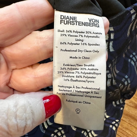 Diane Von Furstenberg Womens Navy Metallic Silver Trousers Academia Menswear NWT - Picture 3 of 10